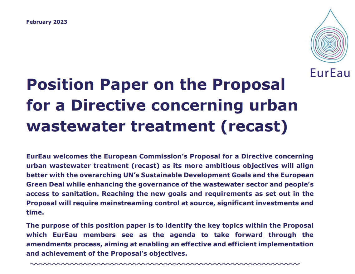 Position Paper on Proposal for a Directive concerning urban wastewater treatment 