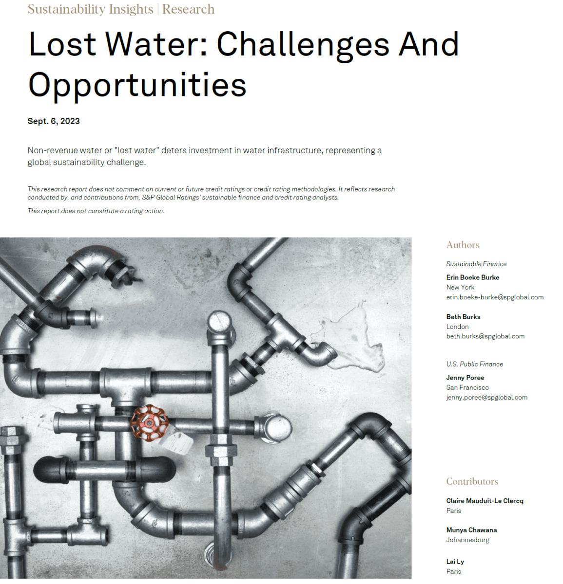 Lost Water : Challenges and Opportunities