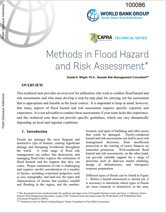 Methods in Flood Hazard and Risk Assessment