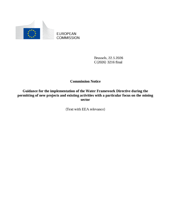 Guidance for the implementation of the Water Framework Directive